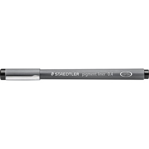 STAEDTLER black pigment liner, line width 0.4 mm, indelible pigment ink, long metal tip, long service life, 10 fineliners in a cardboard case, 308 04-9