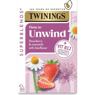 Twinings čaj SUPERBLENDS UNWIND s jahodou heřmánkem a lipovým květem 20 sáčků 36 g