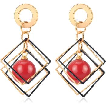 HARAHU Обеците da-27456 - Златна / Червена kp27456 (da-27456)