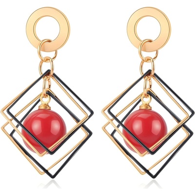 HARAHU Обеците da-27456 - Златна / Червена kp27456 (da-27456)