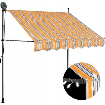 zahrada-XL Ručně zatahovací markýza s LED světlem 100 cm žlutomodrá