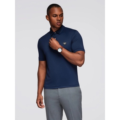 Ombre Stylish men's stretch fabric polo shirt navy blue