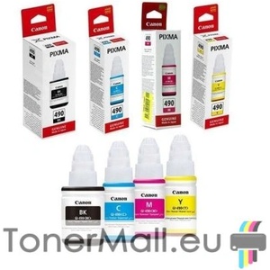 Canon Комплект 4 бутилки с мастило CANON GI-490 Black, Cyan, Magenta, Yellow