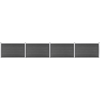 vidaXL Комплект оградни панели, WPC, 699x105 см, черен (3070449)