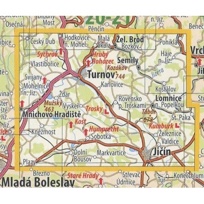 KČT 19 Český ráj - nástěnná turistická mapa 60 x 90 cm Varianta: mapa v dřevěném rámu, Provedení: Ticiago šedý
