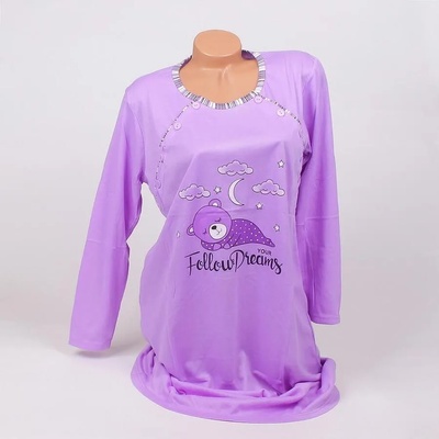 Макси нощница за кърмачки с дълъг ръкав в лилаво