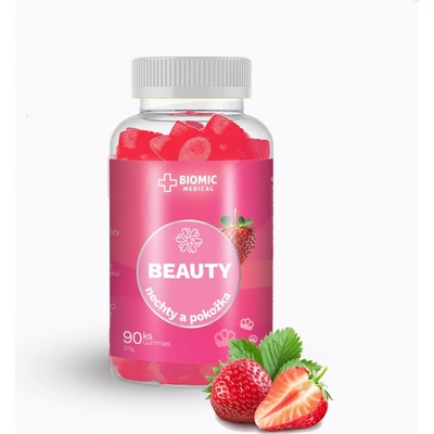 Biomic Beauty Gummies Nechty a pokožka jahoda 90 želé pastiliek