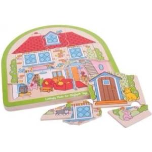 Bigjigs Toys -Дървен пъзел на три нива Дом (BJ588)