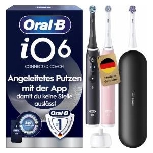 Oral-B iO Series 6 Electric Toothbrush, Double Pack, Black/Pink - 8006530021838