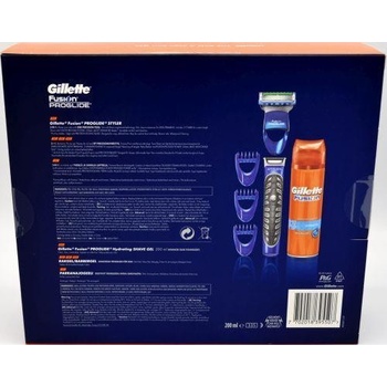 Gillette Fusion ProGlide Power Styler holící strojek + zastřihovací hřebínky 3 ks + Fusion hydratační gel na holení 200 ml dárková sada