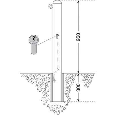 Parkovací sloupek City z oceli, odnímatelný, cylindrický zámek, Ø 76 mm, výška 950 mm, hnědý