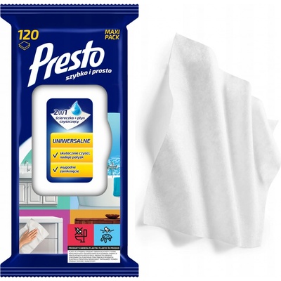 Presto univerzálne čistiace vlhlčené utierky 120 ks