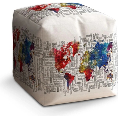Sablio Taburet Cube Jména států: 40x40x40 cm
