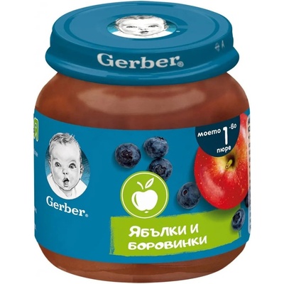 Nestle Плодово пюре Nestlé Gerber - Ябълки и боровинки, 125 g (12557740)