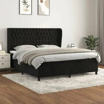 vidaXL 11461.3129407 Boxspring postel s matrací černá samet