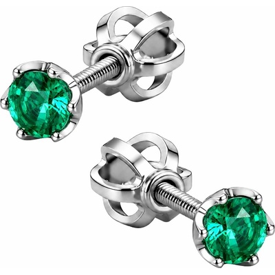 Zlaton Náušnice bílé zlato pecky 0.4cm 0.85g se smaragdy 0.360ct N19032602412