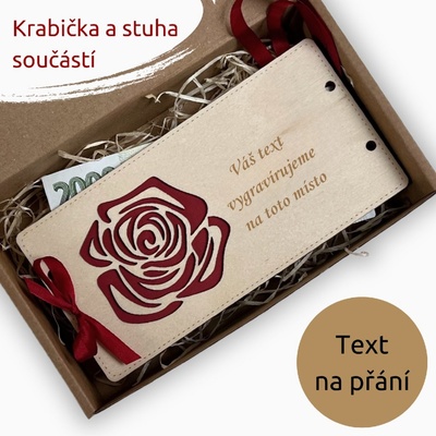 PanDatel Dřevěné pouzdro na peníze - RŮŽE - Váš text