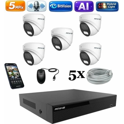 Amiko IP 5 kamerový set Ai Dl Dome 1500K5