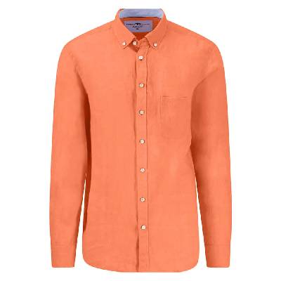 Риза с дълъг ръкав Fynch hatton Premium Linen long sleeve shirt - Orange (Sunny Orange)