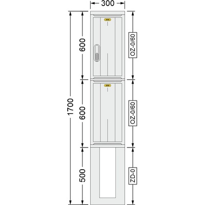 SFOS 300x1700x245mm OZ-0/60 + OZ-0/60 + ZD-0
