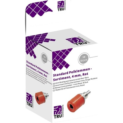 TRU COMPONENTS sada laboratórnych zástček zásuvka, vstavateľná vertikálna červená 10 ks