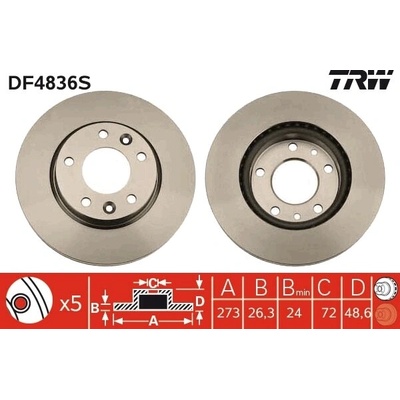 Brzdový kotúč TRW DF4836S