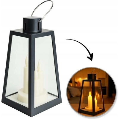 DEKORATIVNÍ LAMPION LUCERNA LED SVÍTILNA SE SVÍČKOU A POHYBLIVÝM PLAMENEM