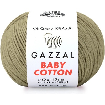 Gazzal Příze Baby cotton 3464 béžovo-khaki