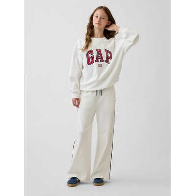 GAP Detské tepláky Wide-Leg Heavyweight Biela
