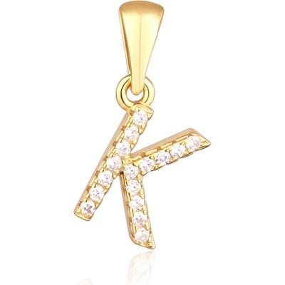 JVD Pozlátený prívesok so zirkónmi písmeno "K" SVLP0948XH2BIGK