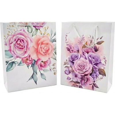 DARČEKOVÁ TAŠKA L 40*30*12CM KVETY GLITTER