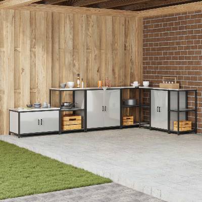 vidaXL Съхранение в кухнята HATTEM Сребристо 90 x 50 x 92 см Стомана (874987)