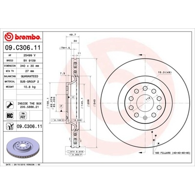 BREMBO Brzdový kotúč 09C30611