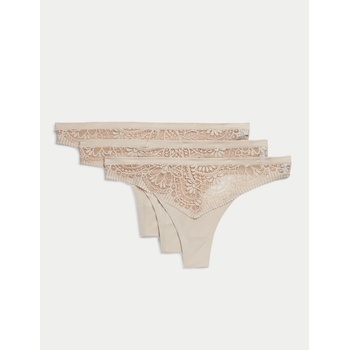 Marks & Spencer Стринг Body Soft с дантела, комплект от 3 броя Marks & Spencer бежов Marks & Spencer | Bezhov | ЖЕНИ | XS