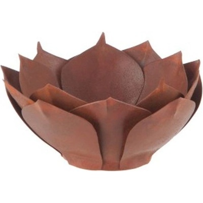 Hnědo-rezavý kovový svícen na čajovou svíčku Leknín - Ø 14*5,8 cm - J-Line by Jolipa