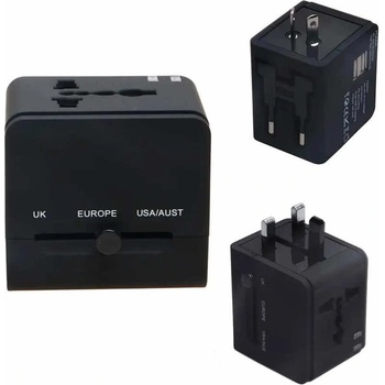 Techsuit Захранване с USB-C и USB-A изходи и преходници за цял свят в едно устройство за мобилни устройства - Techsuit Travel Adapter (HHT148) 20W (черен) (KF2331142)