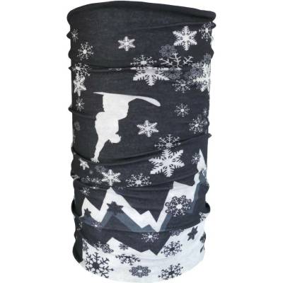 multifunkční šátek černý snowboard/vločky