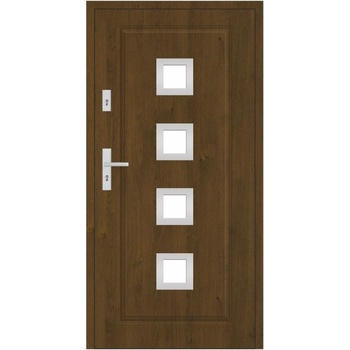 STALPRODUKT Ocelové vchodové dveře - 55, T21/S30, ořech Otevírání: levé dovnitř 800 mm