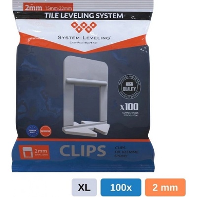 Vysoké spony 2mm (100ks) System Leveling D.O.O. SL5202