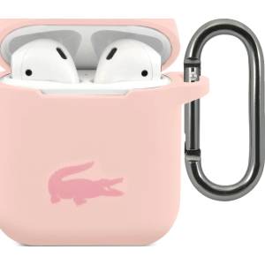 Lacoste Liquid Silicone лъскава калъфка с лого за AirPods 1/2 розова (LCA2SI)