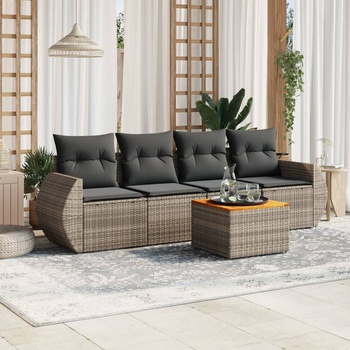 Image 1 of vidaXL Градински комплект с възглавници, 5 части, сив полиратан (3257215)