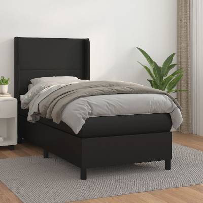 Petrashop 3132363 boxspring postel s matrací černá umělá kůže