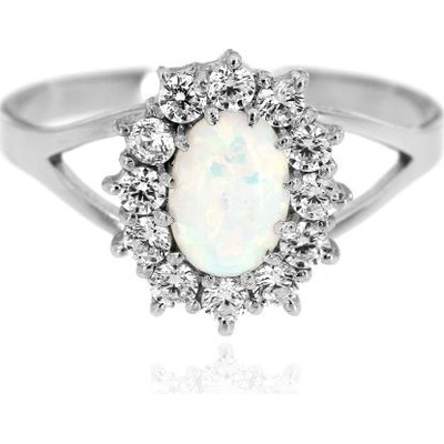 Zlatnictví U Kostela Dámský stříbrný prsten s bílým opálem 750