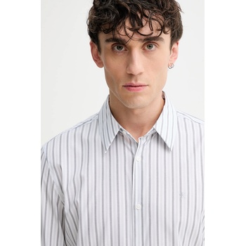 Calvin Klein Риза Calvin Klein в сиво с кройка по тялото с класическа яка LV04LD137G (LV04LD137G)