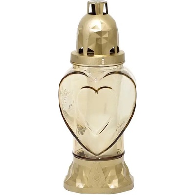 Kahanec Heart, pozlatené sklo, 28 h, 25.5 cm, na hrob