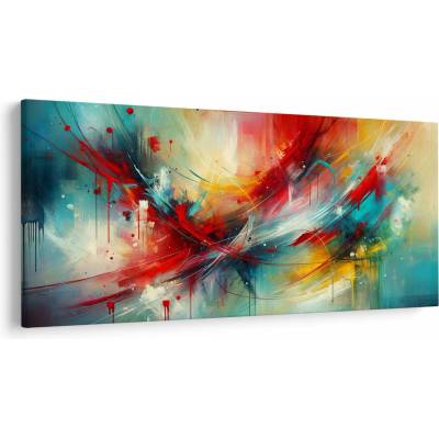 Obraz – Abstrakcia s červenou, jednodielne 250x125 cm