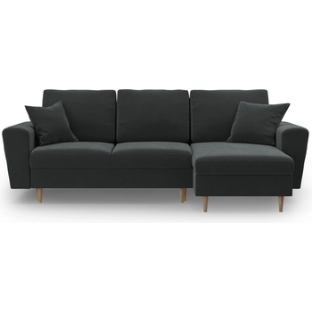 Cosmopolitan Design Тъмносив кадифен разтегателен ъглов диван с място за съхранение Kyoto - Cosmopolitan Design (COS_COR_2_F2_KYOTO9)