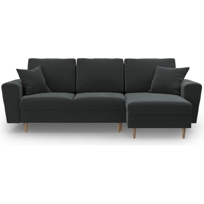 Cosmopolitan Design Тъмносив кадифен разтегателен ъглов диван с място за съхранение Kyoto - Cosmopolitan Design (COS_COR_2_F2_KYOTO9)