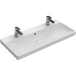 Villeroy & Boch Avento - Двойна мивка за шкаф, 100x47 cm, с преливник, отвори за смесители, CeramicPlus, алпийско бяло 4156A4R1 (4156A4R1)