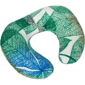 Bellatex Cestovní vankúš podkova Korall 24/293 zelené listy 30x35